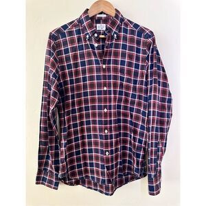 Hartford Red and Blue Plaid Slim Fit Button Down Size Medium